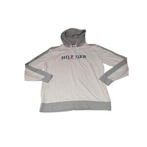 Y2K Tommy Hilfiger Hoodie White And Gray Pullover Vintage Size Large